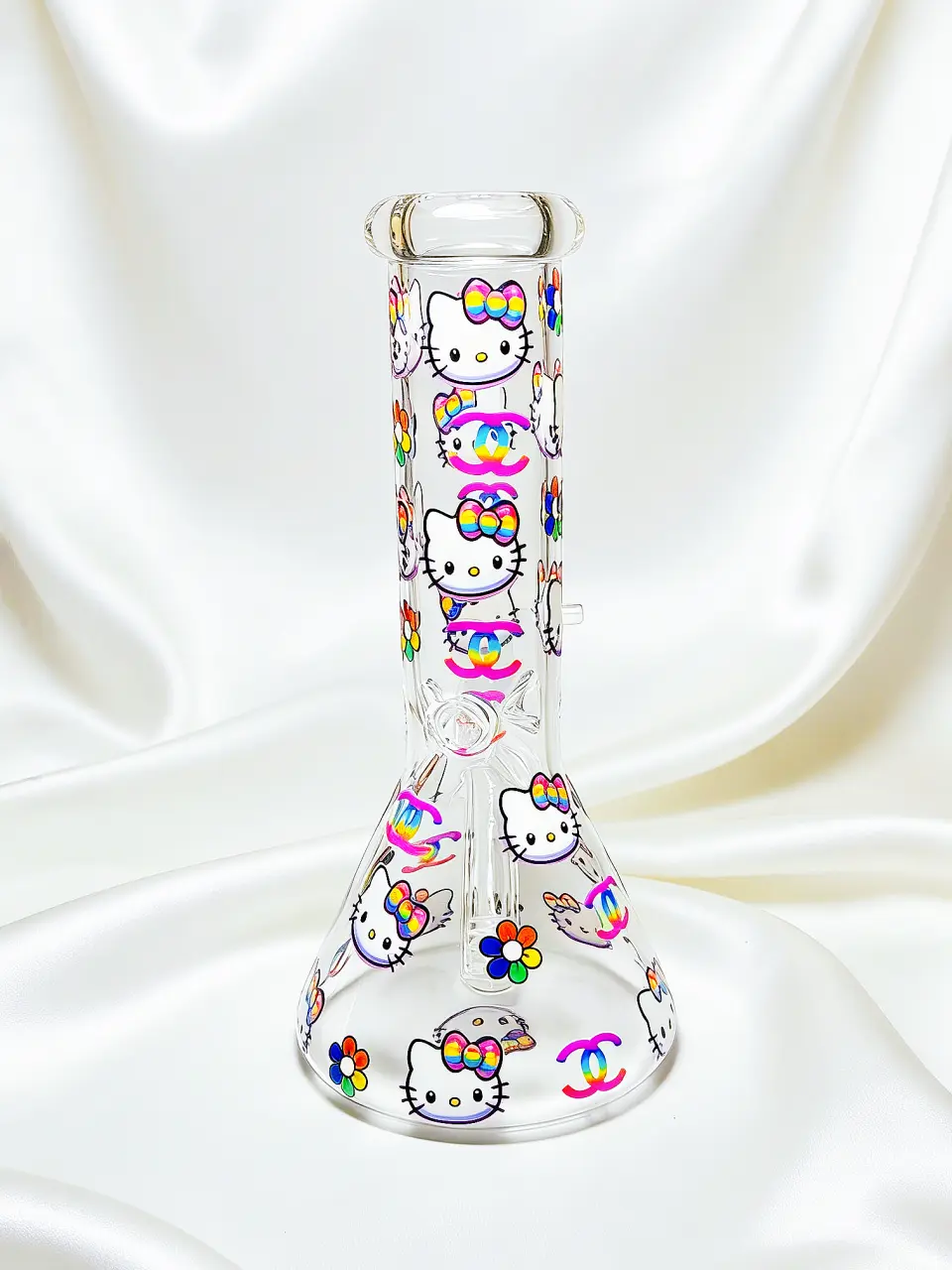 8" Hello Kitty x Chanel Rainbow Beaker Glass Bong