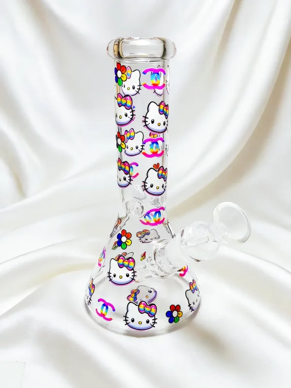 8" Hello Kitty x Chanel Rainbow Beaker Glass Bong