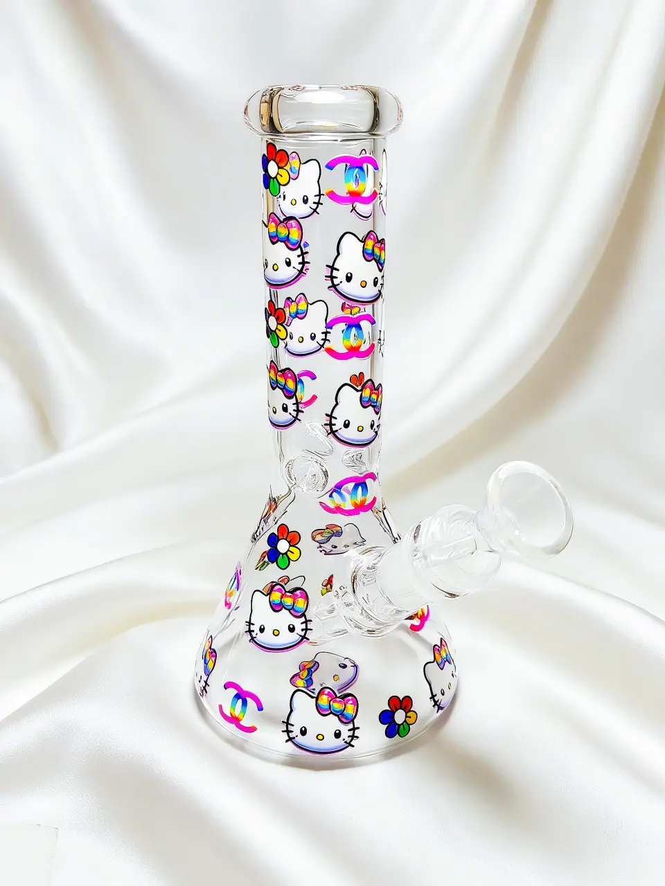 8" Hello Kitty x Chanel Rainbow Beaker Glass Bong