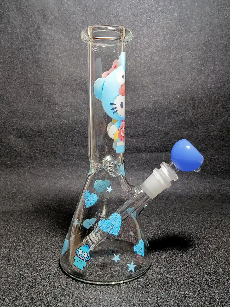 Hello Kitty x Hangyodon Sanrio Transformation Blue Hearts Beaker Glass Bong