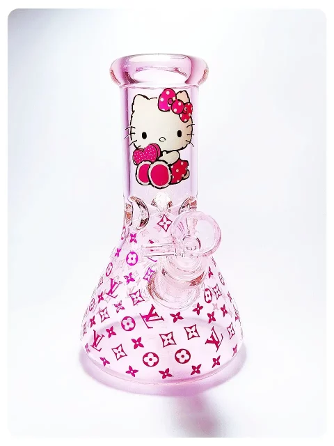 8" 5mm Hello Kitty x LV Pink Beaker Glass Bong