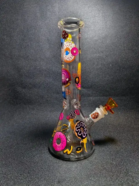 10″ Homer Simpson Donut Madness Beaker Glass Bong 10" Homer Simpson Donut Madness Beaker Glass Bong