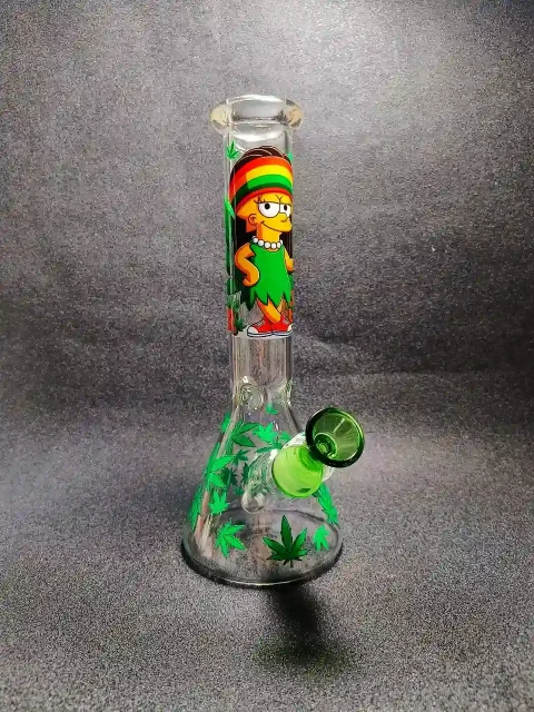 Lisa Simpson Green Leaf Beaker Glass Bong