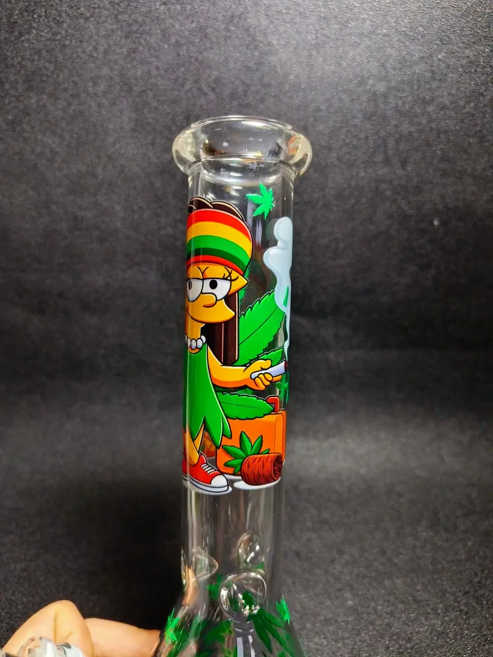 Lisa Simpson Green Leaf Beaker Glass Bong
