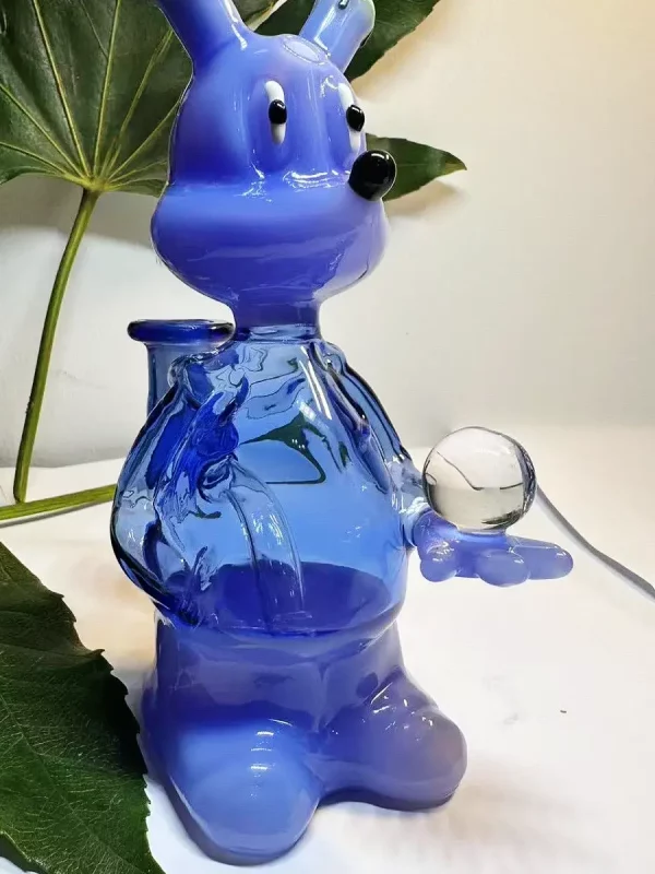 6" Honey Bear Dab Rig Blue Glass Bong