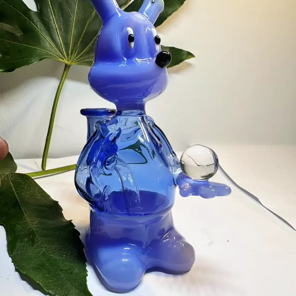 6" Honey Bear Dab Rig Blue Glass Bong