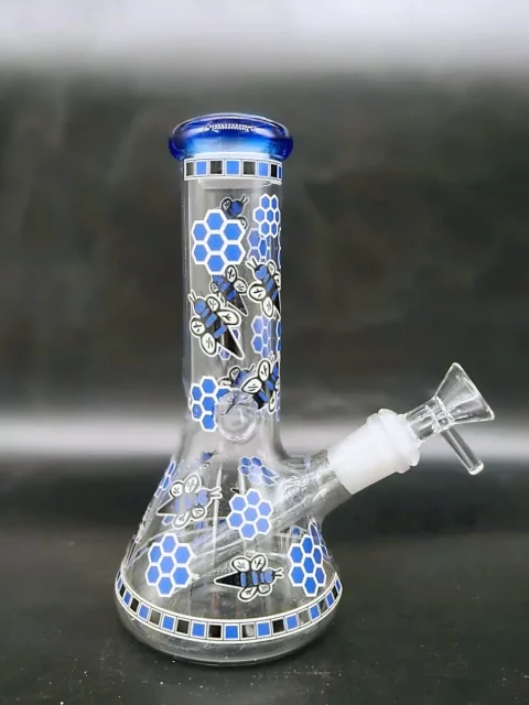 8" Honey Bee Beaker Bong Glow-in-the-Dark