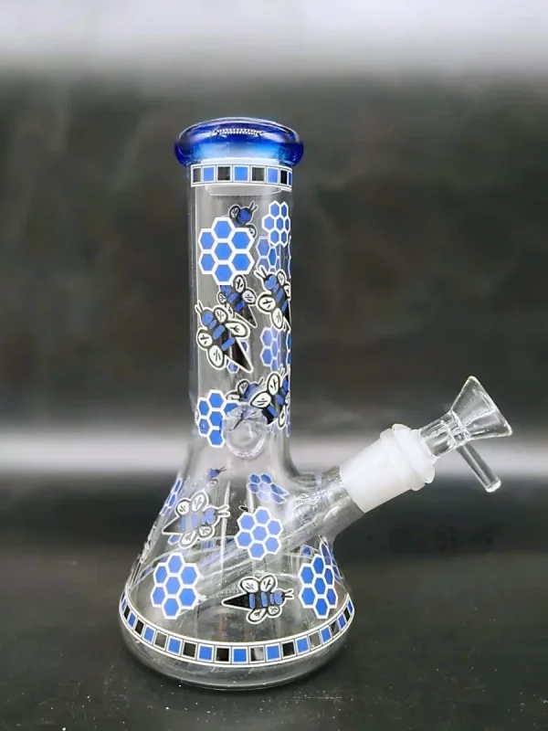 8" Honey Bee Beaker Bong Glow-in-the-Dark