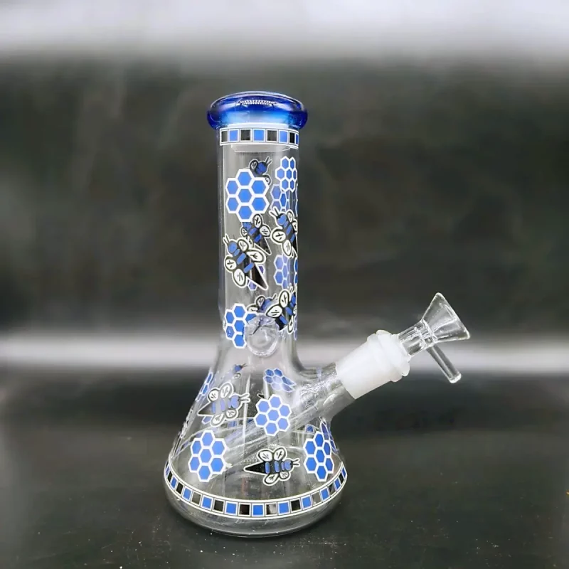 8" Honey Bee Beaker Bong Glow-in-the-Dark