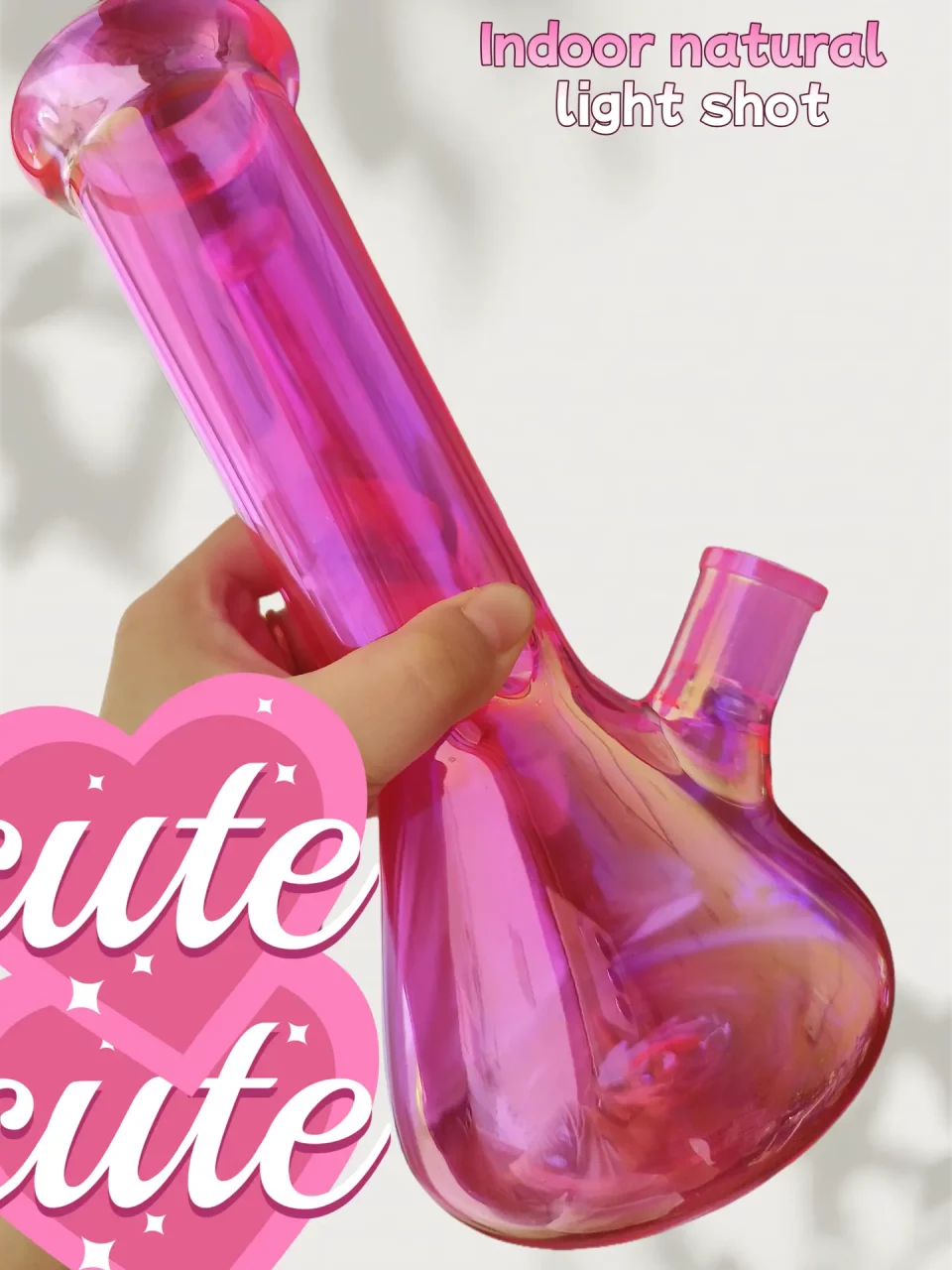 10" Hot Pink Iridescent Beaker Bong – Sparkle Edition