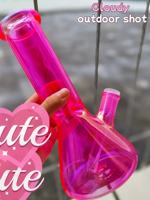 10" Hot Pink Iridescent Beaker Bong – Sparkle Edition