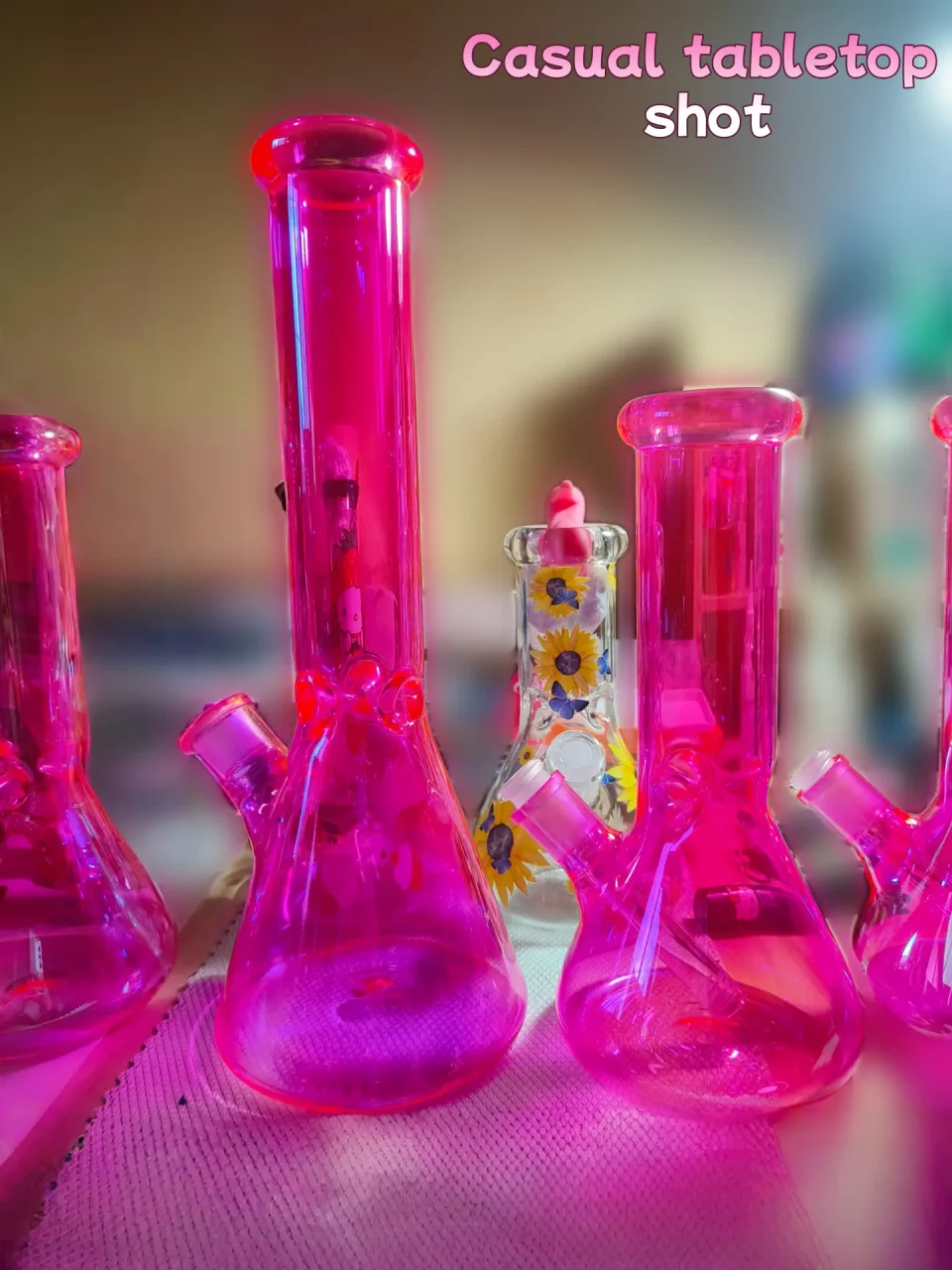 10" Hot Pink Iridescent Beaker Bong – Sparkle Edition