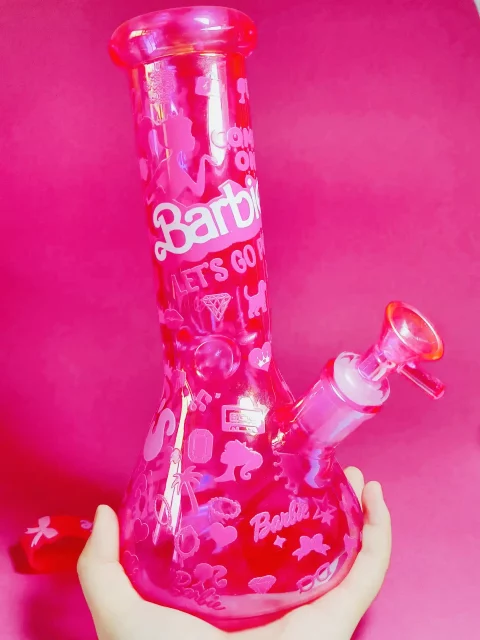 10″ Hot Pink Iridescent Sparkling Barbie Silhouette Bong 10″ Hot Pink Iridescent Sparkling Barbie Silhouette Bong