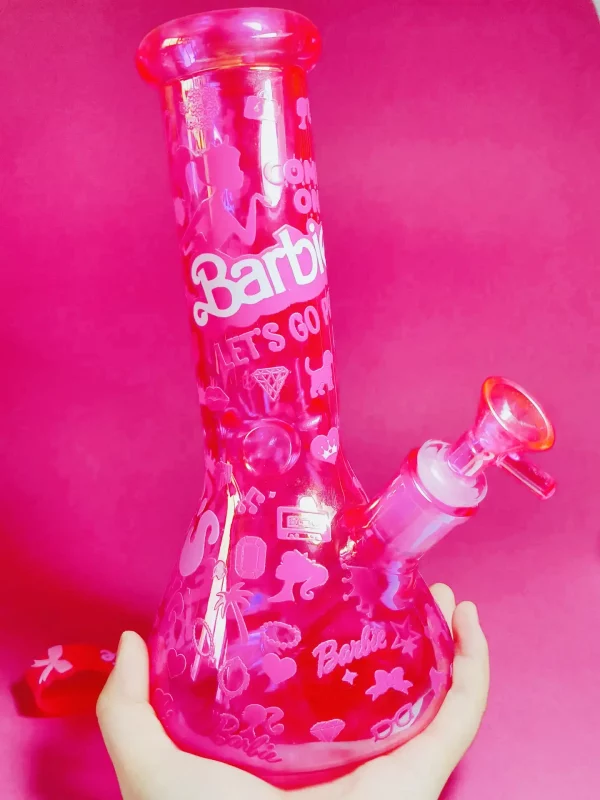 10″ Hot Pink Iridescent Sparkling Barbie Silhouette Bong