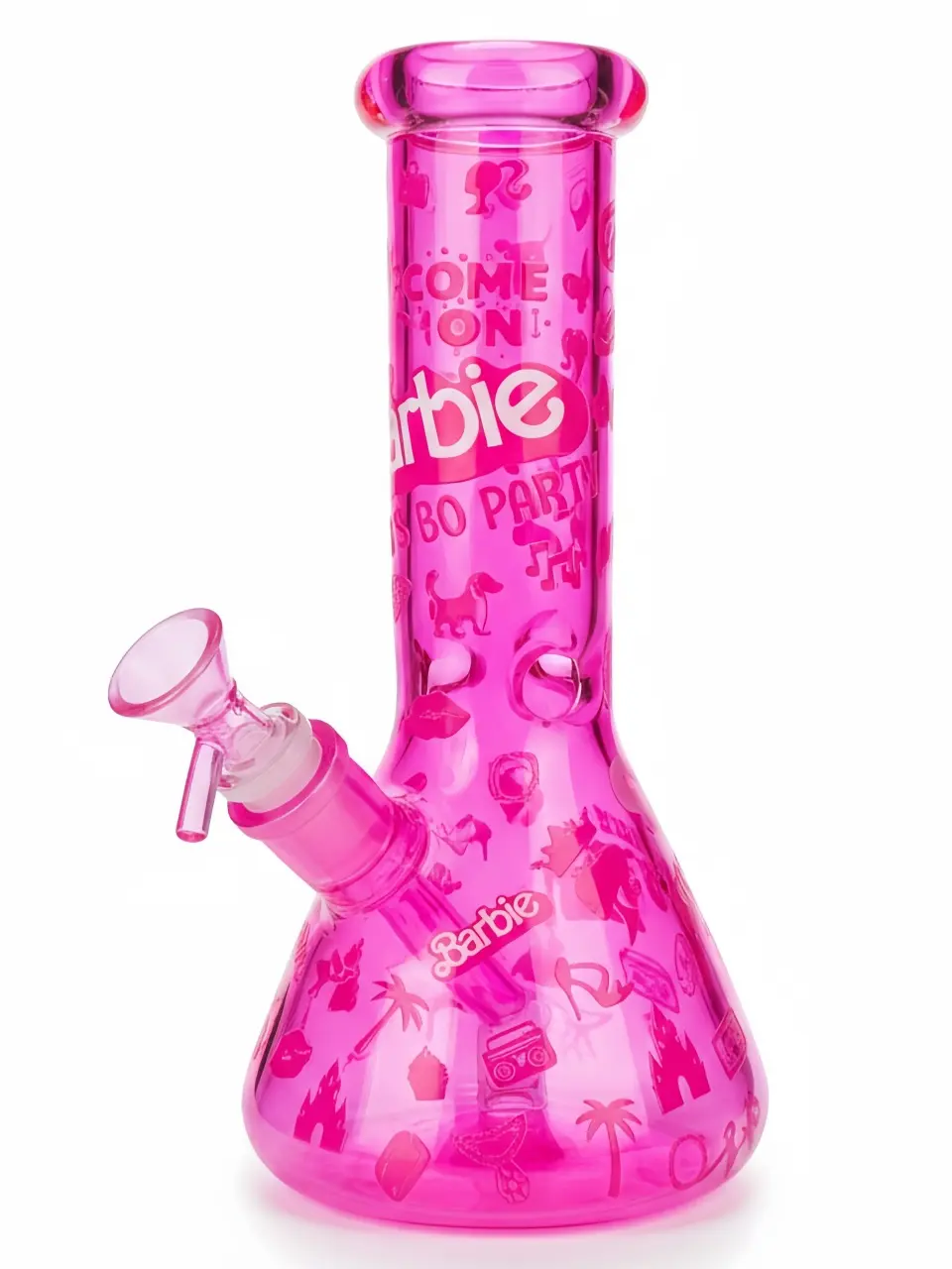 10″ Hot Pink Iridescent Sparkling Barbie Silhouette Bong - Image 3