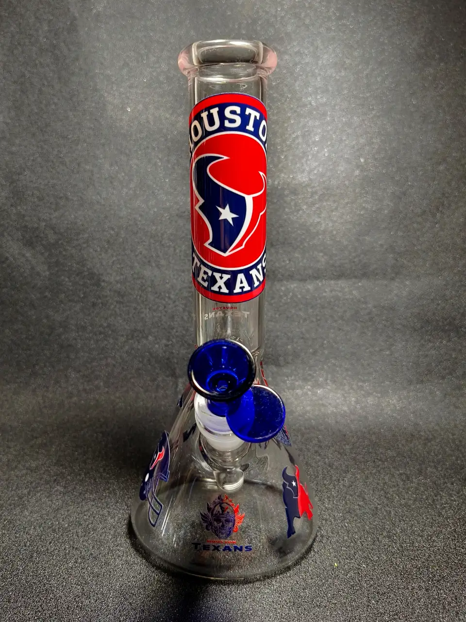Houston Texans NFL Bull Logo Red & Navy Football Beaker Glass Bong