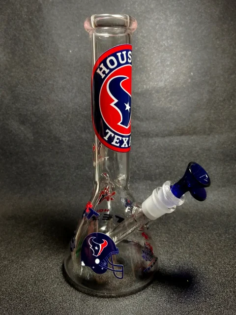 Houston Texans NFL Bull Logo Red & Navy Football Beaker Glass Bong Houston Texans NFL Bull Logo Red & Navy Football Beaker Glass Bong