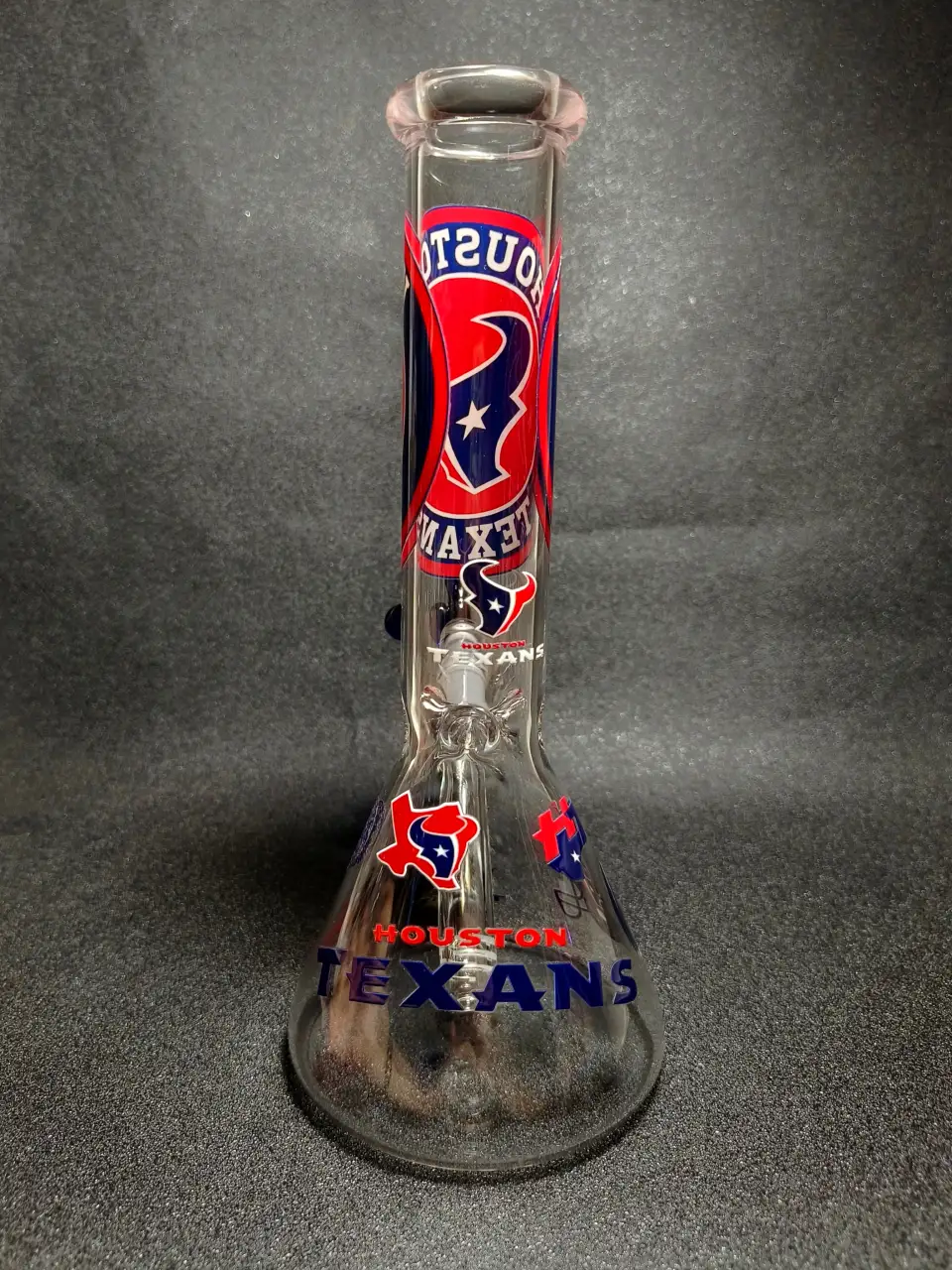 Houston Texans NFL Bull Logo Red & Navy Football Beaker Glass Bong