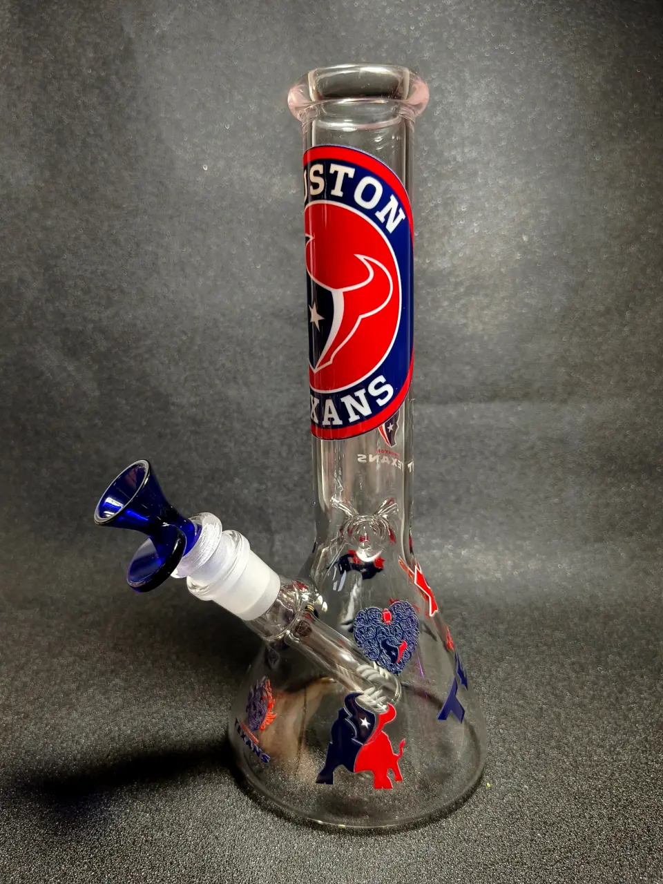 Houston Texans NFL Bull Logo Red & Navy Football Beaker Glass Bong