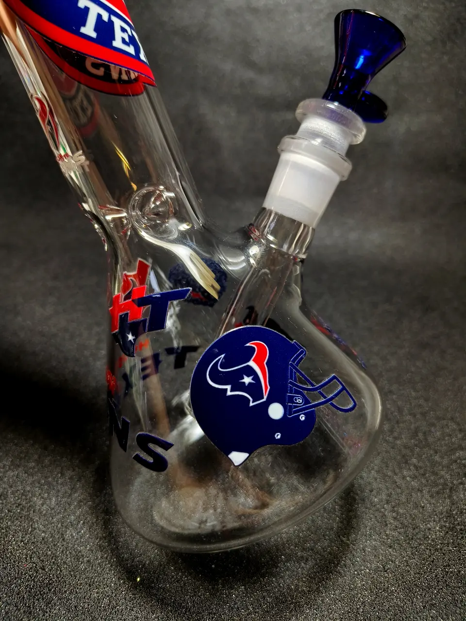 Houston Texans NFL Bull Logo Red & Navy Football Beaker Glass Bong