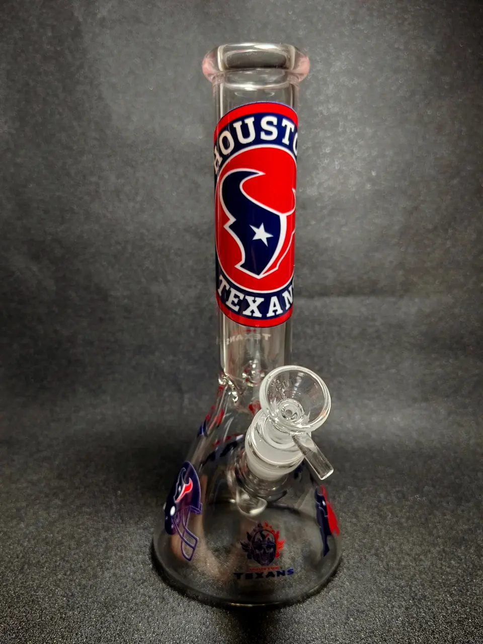 Houston Texans NFL Bull Logo Red & Navy Football Beaker Glass Bong