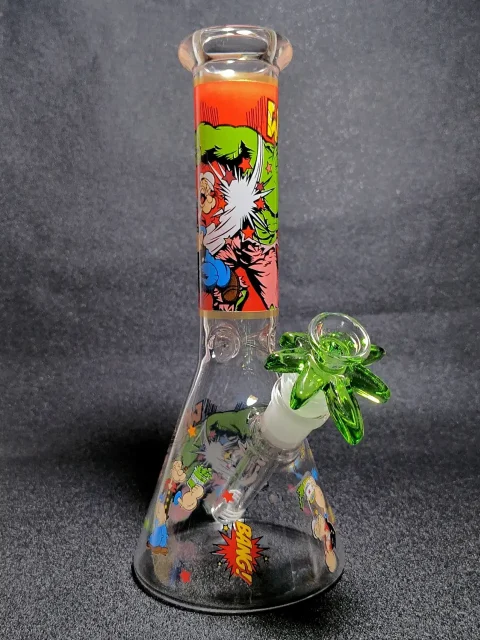 10" Hulk vs. Popeye Comic Crossover Clash Beaker Glass Bong