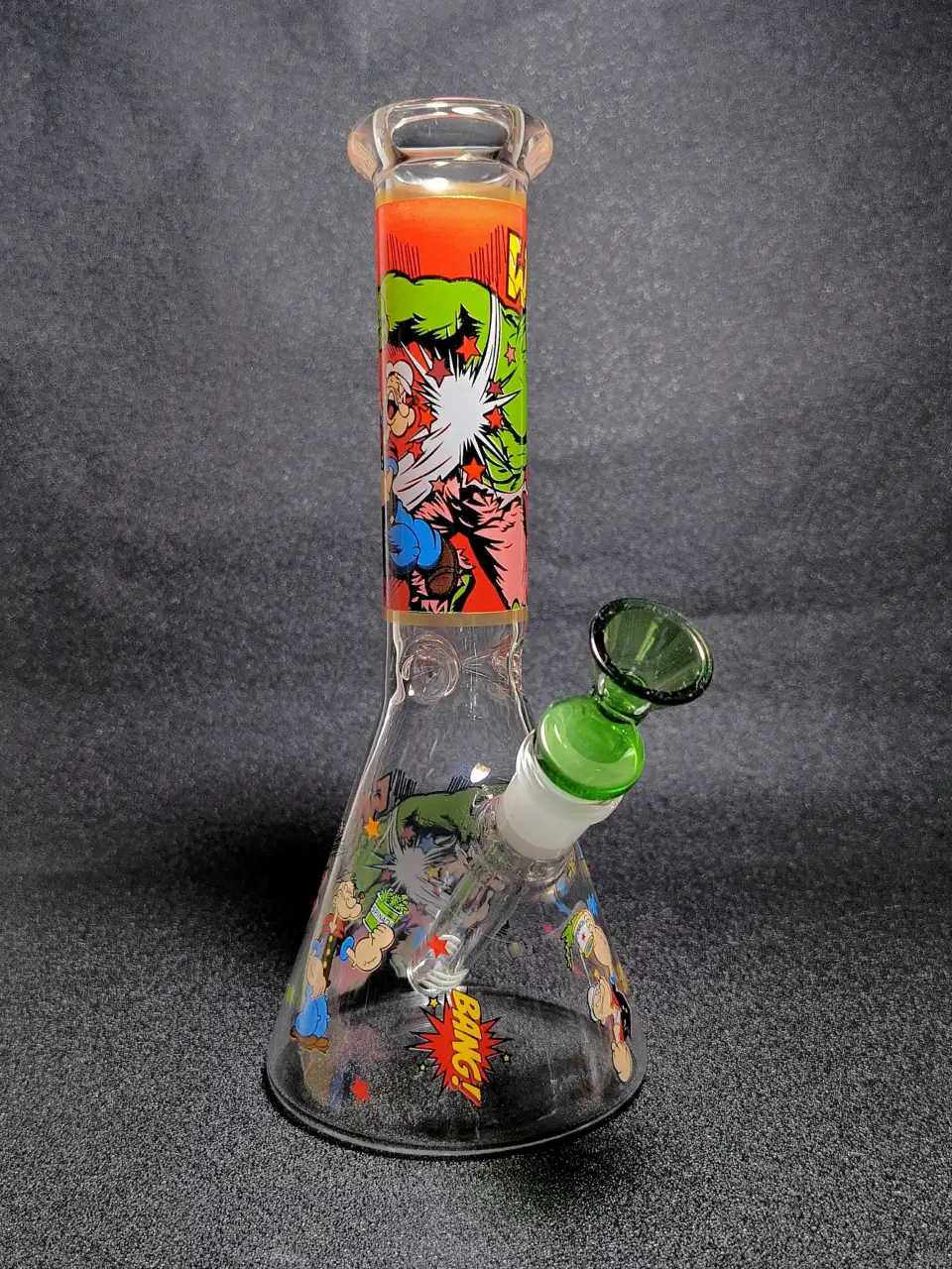 10" Hulk vs. Popeye Comic Crossover Clash Beaker Glass Bong