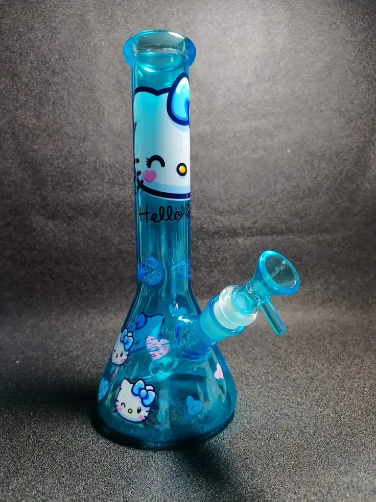 10" Ice Crystal Blue Hello Kitty Y2K Beaker Glass Bong