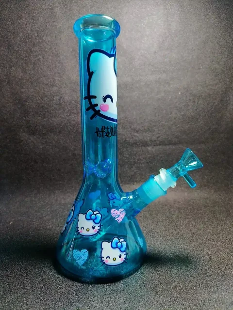 10″ Ice Crystal Blue Hello Kitty Y2K Beaker Glass Bong 10" Ice Crystal Blue Hello Kitty Y2K Beaker Glass Bong