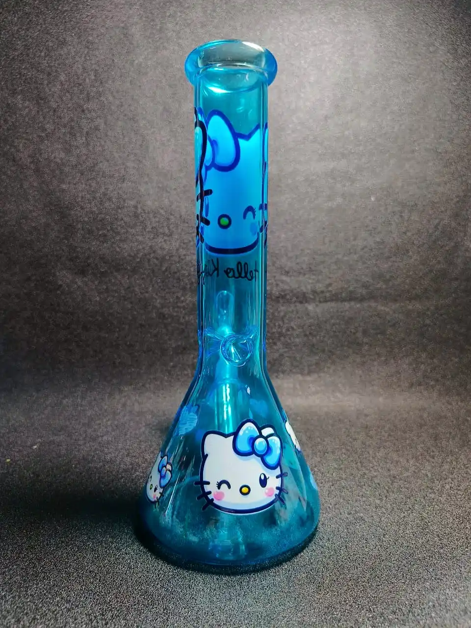 10" Ice Crystal Blue Hello Kitty Y2K Beaker Glass Bong