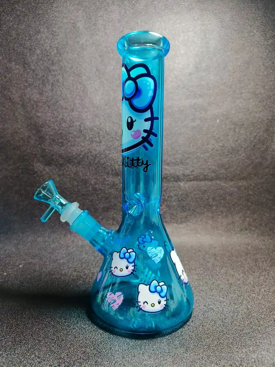 10" Ice Crystal Blue Hello Kitty Y2K Beaker Glass Bong