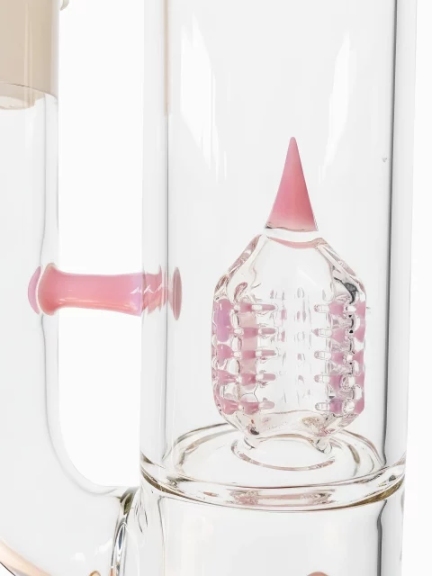 16″ Inverted 4 Gridded Perc Bong with Pink Accents 16" Inverted 4 Gridded Perc Bong with Pink Accents