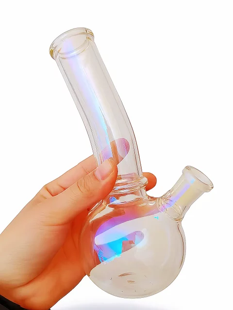 7.5″ Iridescent Bent Neck Bubble Base Bong 7.5" Iridescent Bent Neck Bubble Base Bong