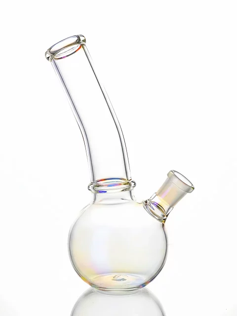 7.5" Iridescent Bent Neck Bubble Base Bong