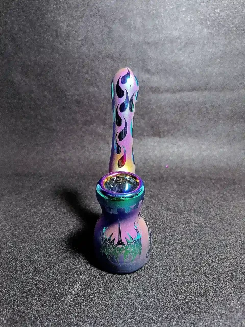 5.7" Iridescent Cobra Flame Hammer Glass Bubbler
