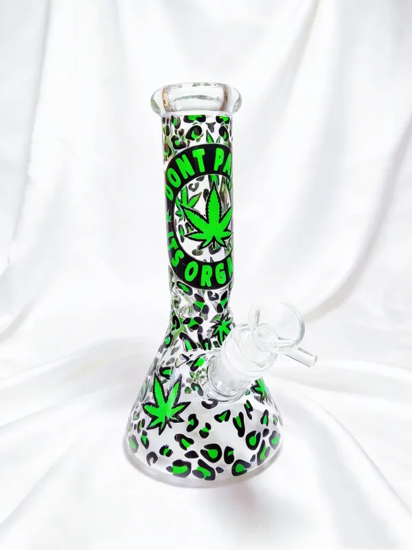 8" Jungle Leopard “It’s Organic” Beaker Glass Bong