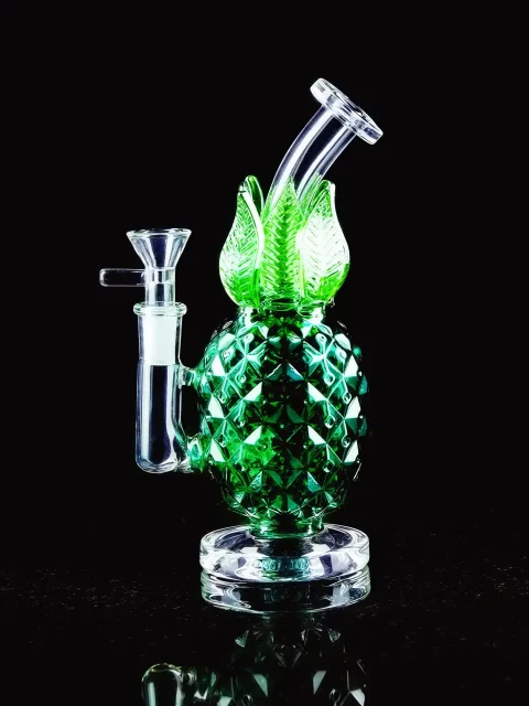 7.5" Jade Green Pineapple Glass Bong