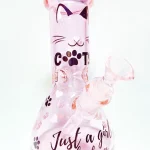 8" 5mm Just a Girl Who Loves Cats Pink Beaker Glass Bong