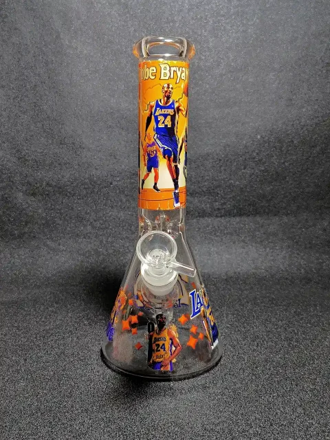 Kobe Bryant 24 Mamba Dunk Lakers Purple Gold Beaker Glass Bong