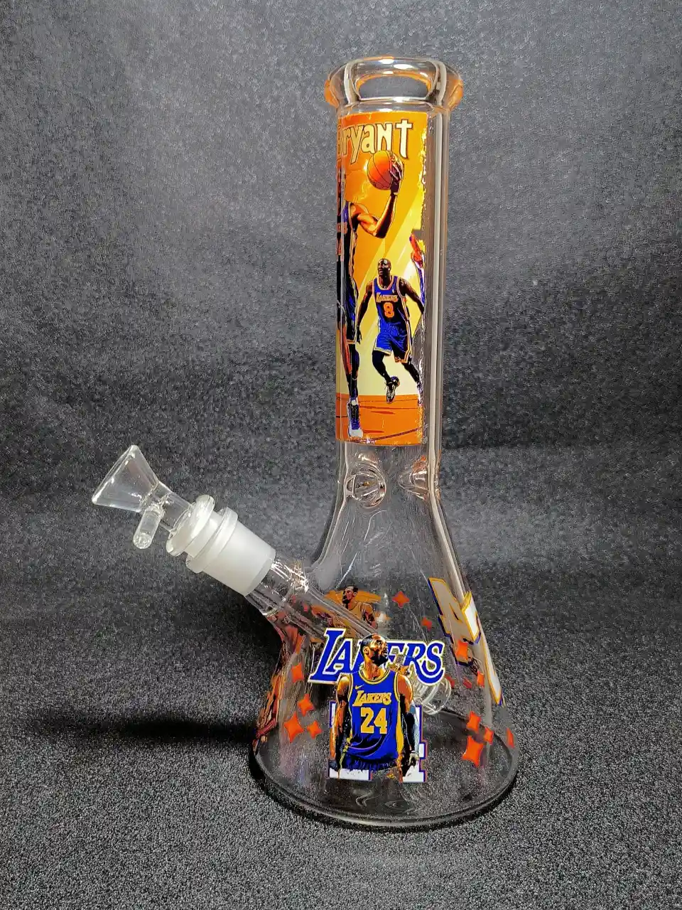 Kobe Bryant 24 Mamba Dunk Lakers Purple Gold Beaker Glass Bong