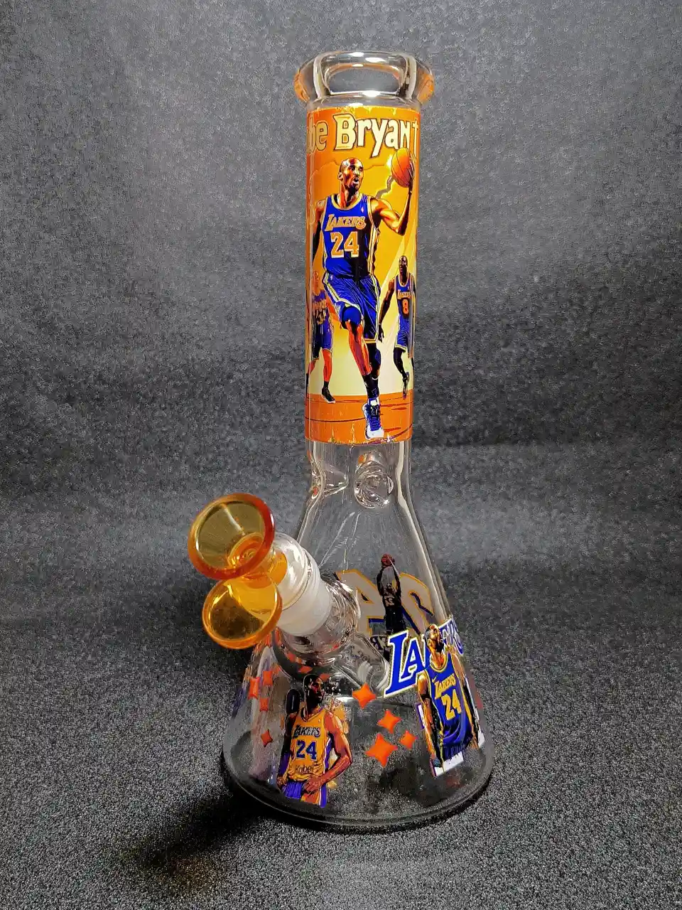 Kobe Bryant 24 Mamba Dunk Lakers Purple Gold Beaker Glass Bong