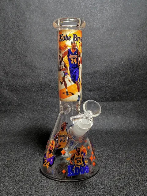 Kobe Bryant 8 & 24 Mamba Lakers Purple Gold Beaker Glass Bong