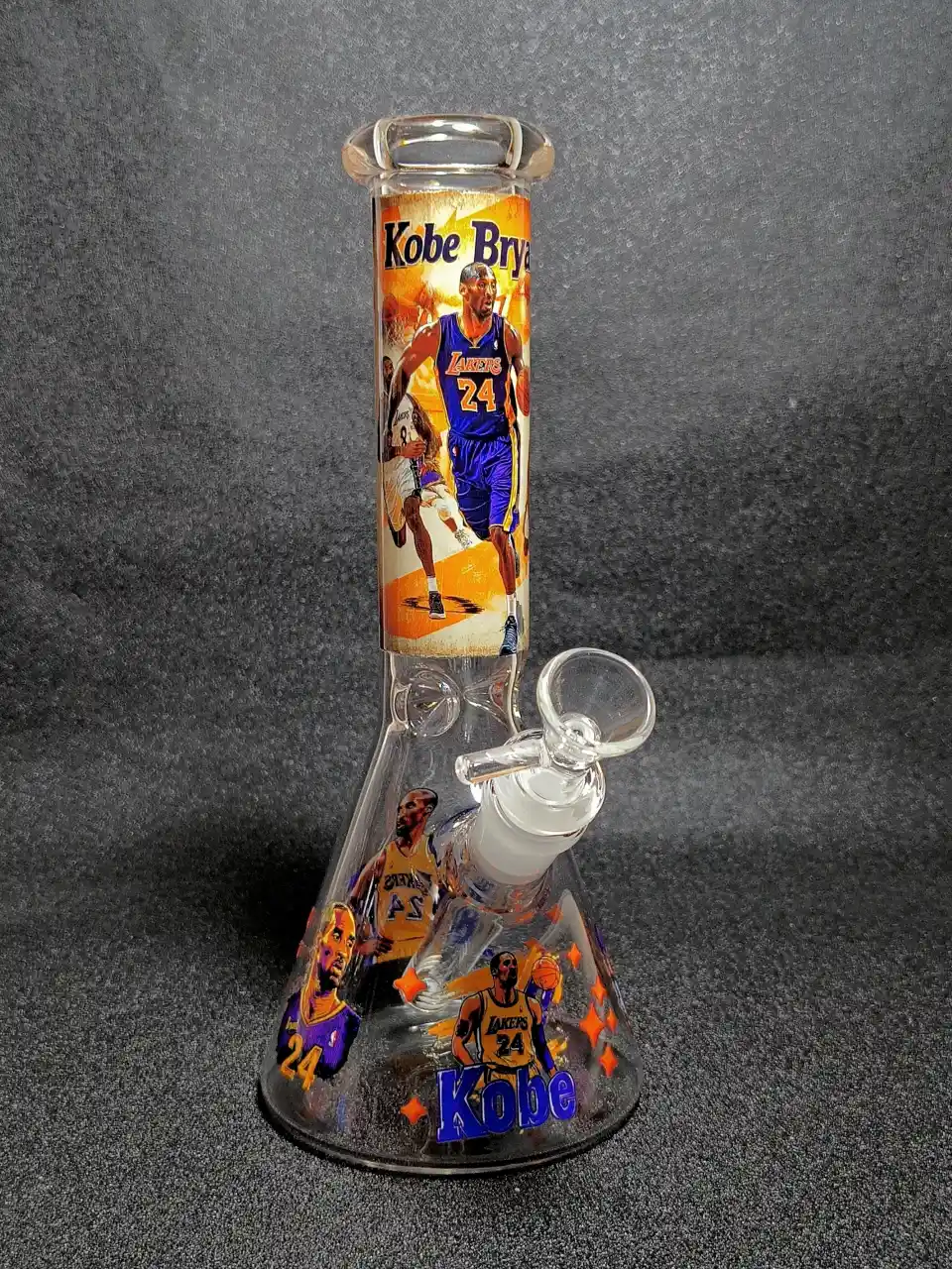 Kobe Bryant 8 & 24 Mamba Lakers Purple Gold Beaker Glass Bong