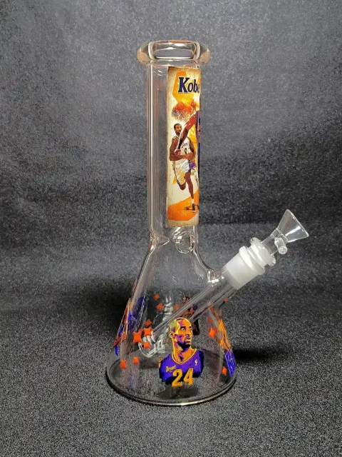 Kobe Bryant 8 & 24 Mamba Lakers Purple Gold Beaker Glass Bong Kobe Bryant 8 & 24 Mamba Lakers Purple Gold Beaker Glass Bong