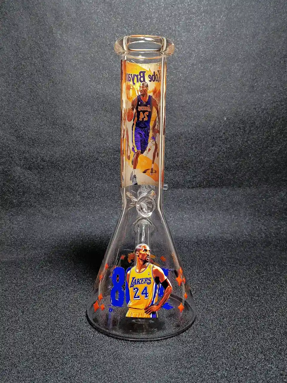Kobe Bryant 8 & 24 Mamba Lakers Purple Gold Beaker Glass Bong
