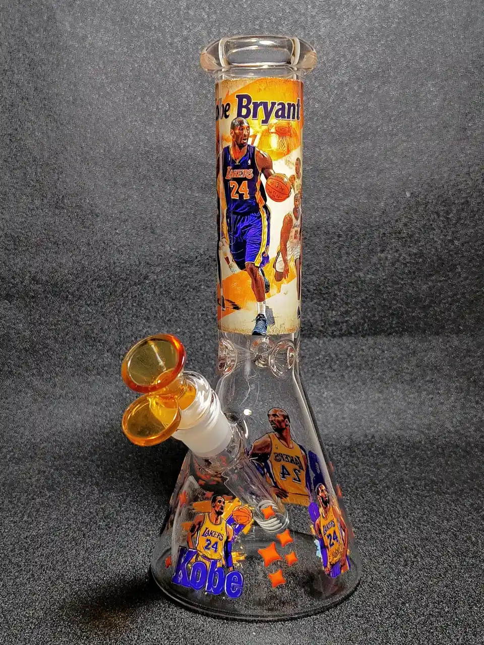 Kobe Bryant 8 & 24 Mamba Lakers Purple Gold Beaker Glass Bong