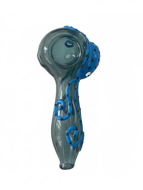 4" Kraken Glow-in-the-dark Hand-Painted Gray Glass Pipe