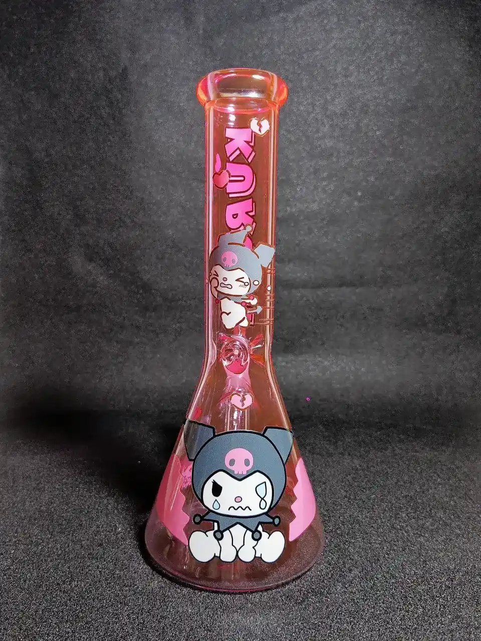 Kuromi Sanrio Pink Punk Broken Heart Beaker Glass Bong