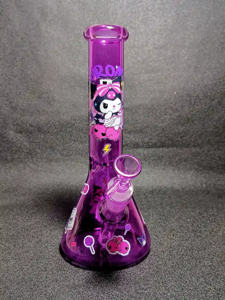 10" Kuromi Sanrio Purple Devil XOXO Magic Notebook Beaker Glass Bong