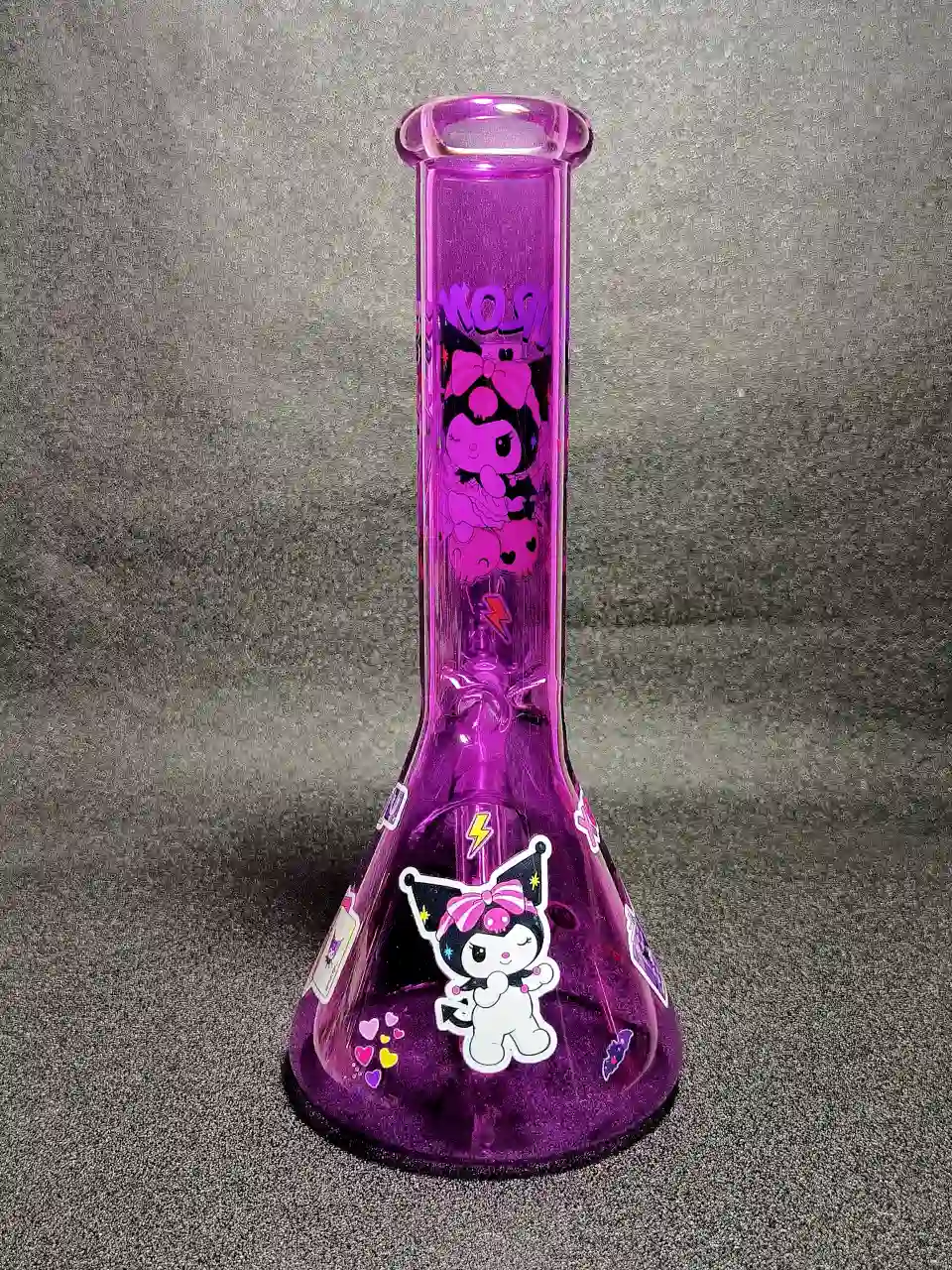 10" Kuromi Sanrio Purple Devil XOXO Magic Notebook Beaker Glass Bong